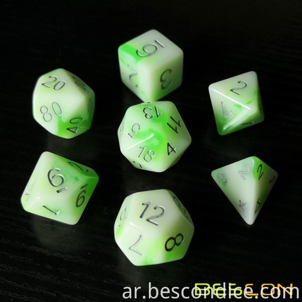 Luminous Jade Game Dice Set 4